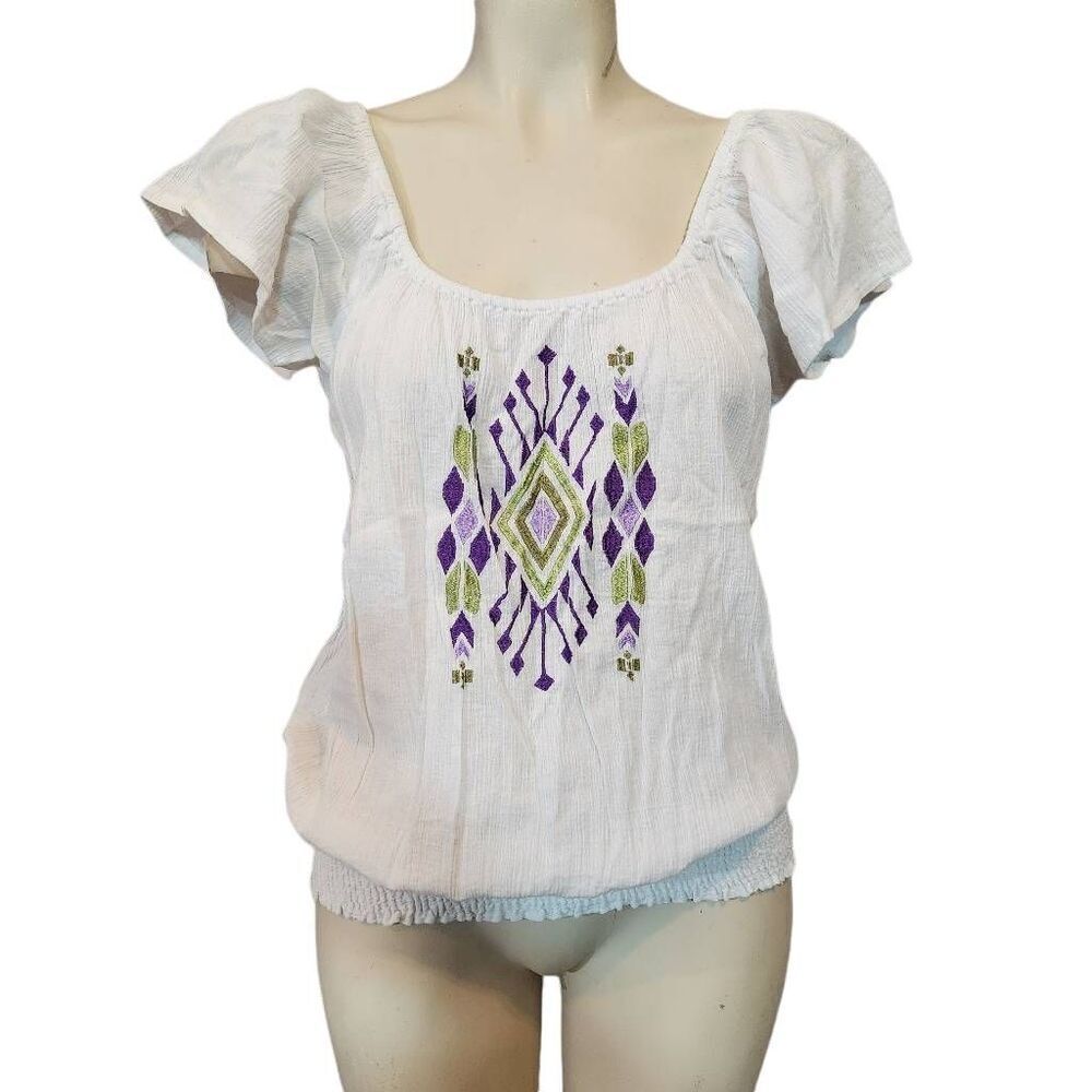 Women's Roper Western Style Smocked Waist Top Size Medium